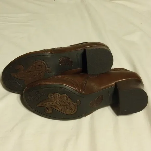 Brown Leather Born Heeled Clogs - Picture 6 of 10